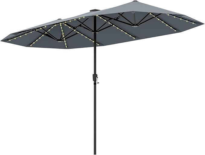 Sombrilla Ø392 cm con manivela - Poliéster 180 g/m² - Sin base